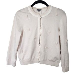 ANN TAYLOR silk rosette cardigan sweater, size S